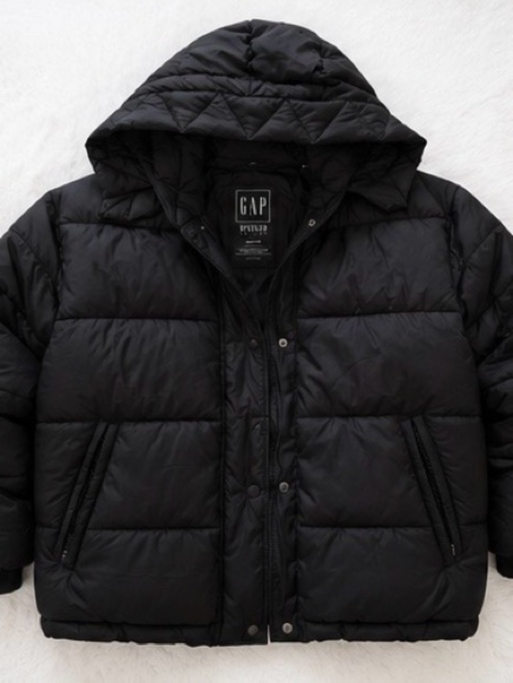 GAP Black Quilted Hooded Puffer Coat